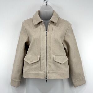 Banana Republic Jacket Women's XXS Beige Melton Volume Full‎ Zip Old Money